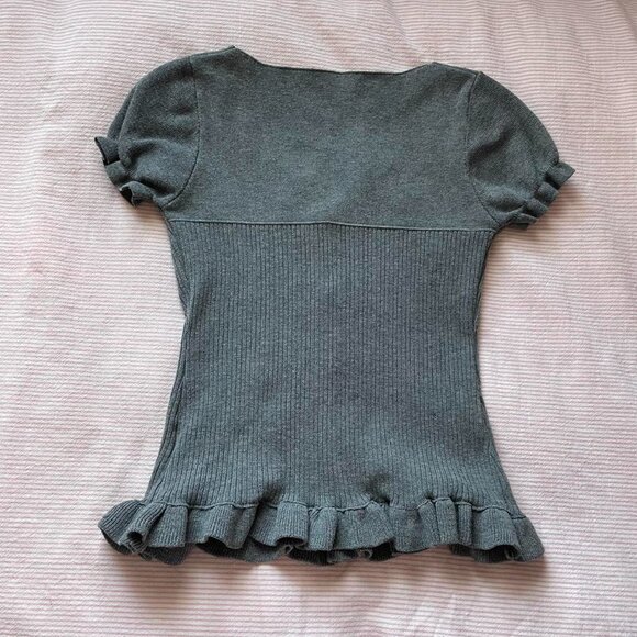 Grey Knit Layered Top - Picture 7 of 8